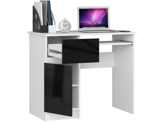 BIURKO KOMPUTEROWE PIKSEL PK CZARNY POŁYSK LEWE