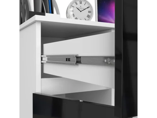 BIURKO KOMPUTEROWE PIKSEL PK CZARNY POŁYSK LEWE