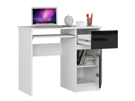 BIURKO KOMPUTEROWE PIKSEL PK CZARNY POŁYSK PRAWE