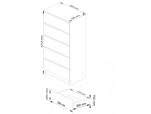 KOMODA K60 5SZ CLP PK DĄB SONOMA