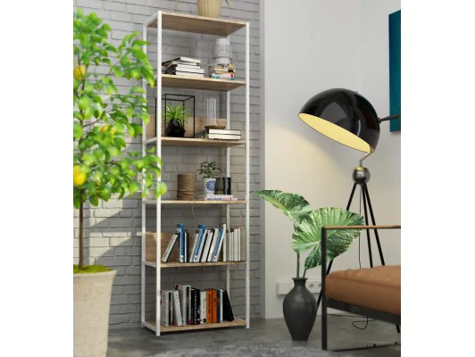 REGAŁ METALOWY LOFT 600 BIAŁY/DĄB SONOMA