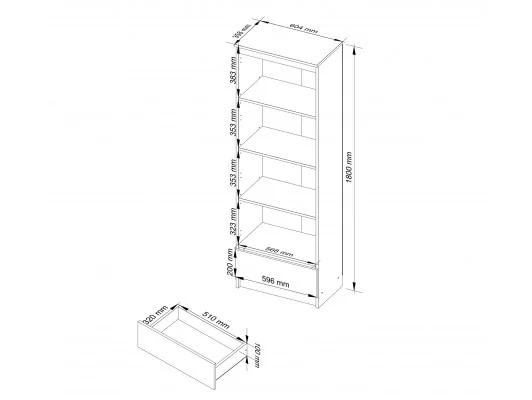 REGAŁ R60 1SZ 4P CLP BIAŁY / SZARY