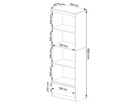 REGAŁ R 60 cm CLP 1 SZUFLADA 4 PÓŁKI PK OLCHA