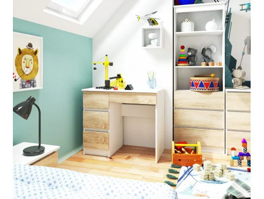 BIURKO A-7 CLP PK BIAŁE / SONOMA LEWOSTRONNE