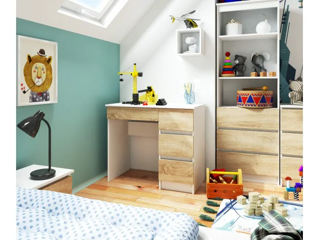 BIURKO KOMPUTEROWE A-7 90 cm PRAWE PK BIAŁE / SONOMA