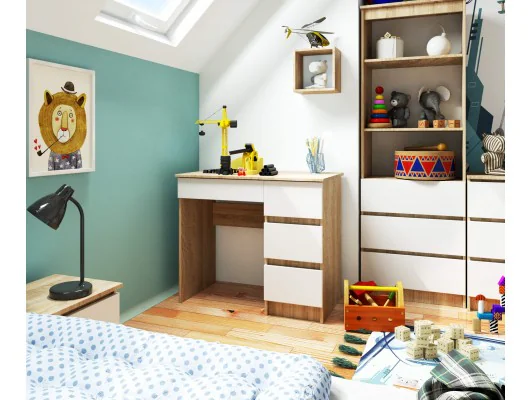 BIURKO A-7 CLP SONOMA / BIAŁE PK PRAWOSTRONNE