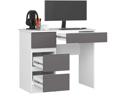 BIURKO A-7 CLP PK BIAŁE / SZARE LEWOSTRONNE