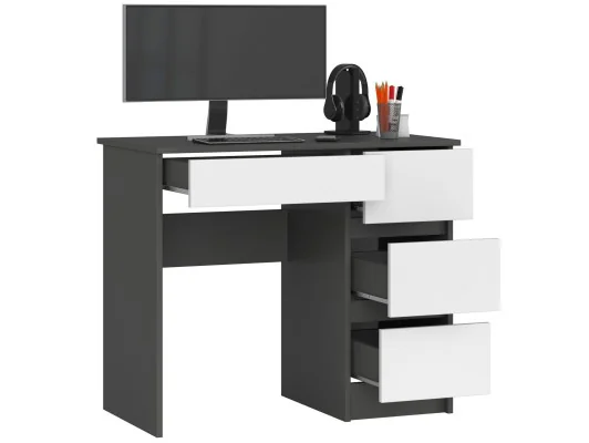 BIURKO A-7 CLP SZARE / BIAŁE PRAWOSTRONNE