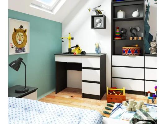 BIURKO A-7 CLP SZARE / BIAŁE PRAWOSTRONNE