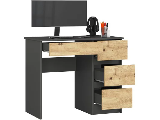 BIURKO A-7 CLP SZARE / DĄB ARTISAN PRAWOSTRONNE