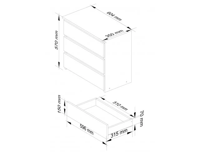 SZAFKA NOCNA CL3 60 cm PK BIAŁA / CZARNY POŁYSK