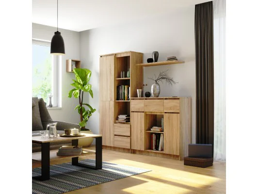 KOMODA K100 2D 3SZ 1P PK DĄB SONOMA