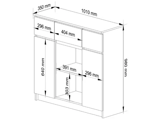 KOMODA K100 2D 3SZ 1P PK DĄB SONOMA / BIAŁY