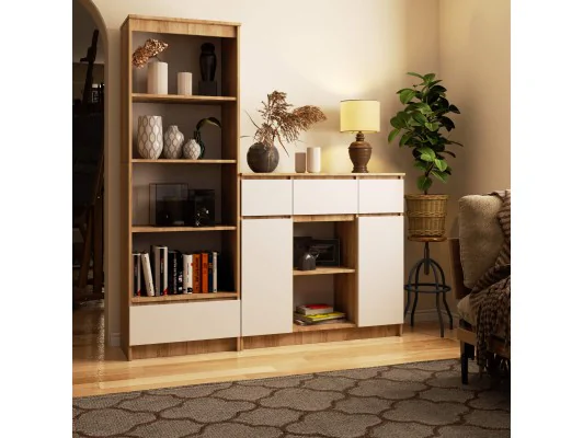 KOMODA K100 2D 3SZ 1P PK DĄB SONOMA / BIAŁY