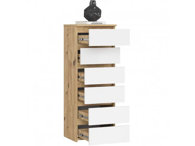 KOMODA CL6 PK DĄB ARTISAN / BIAŁA