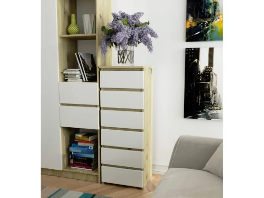 KOMODA CL6 PK DĄB ARTISAN / BIAŁA