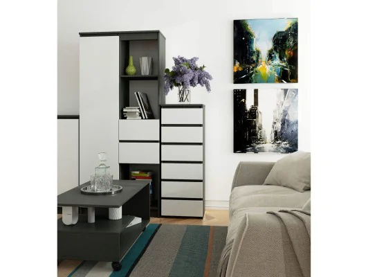 KOMODA CL6 GRAFIT SZARY / BIAŁA