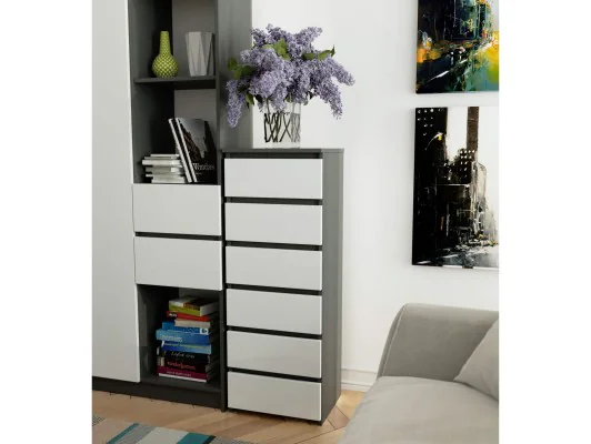 KOMODA CL6 GRAFIT SZARY / BIAŁA