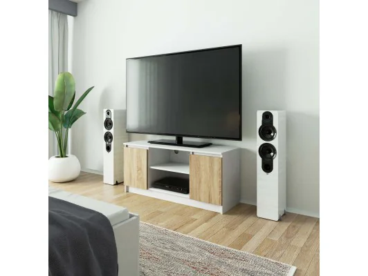 SZAFKA RTV 120 cm 2D 1P BIAŁA / SONOMA