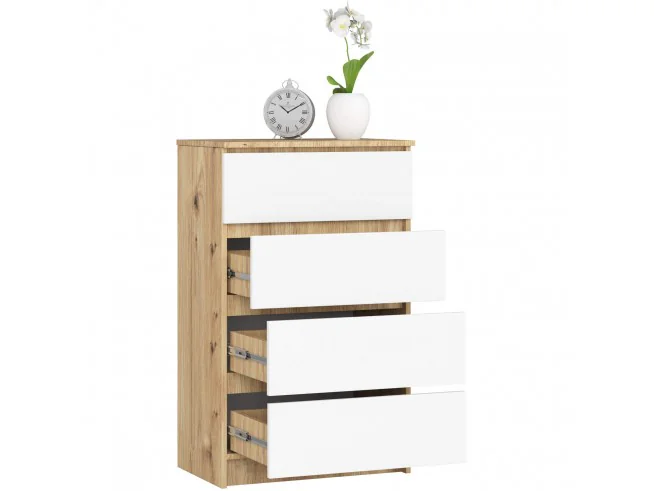 KOMODA K60 4SZ PK DĄB ARTISAN / BIAŁA
