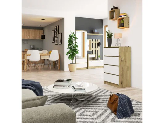 KOMODA K60 4SZ PK DĄB ARTISAN / BIAŁA