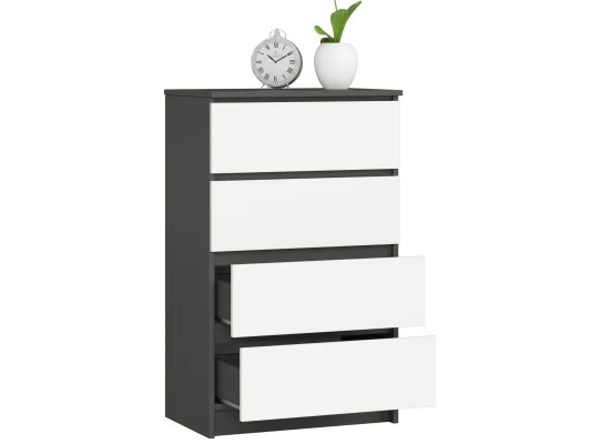 KOMODA K60 4SZ CLP GRAFIT SZARY / BIAŁA