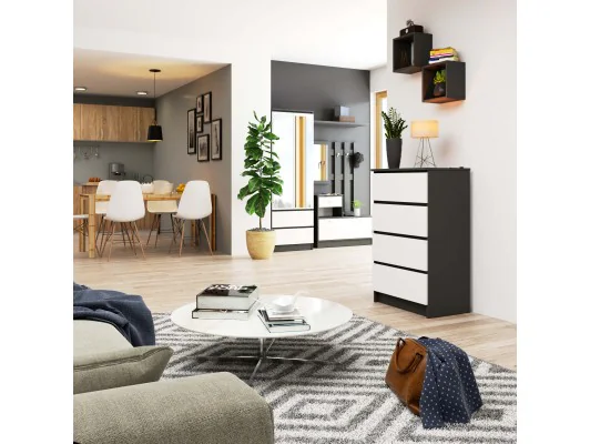 KOMODA K60 4SZ CLP GRAFIT SZARY / BIAŁA