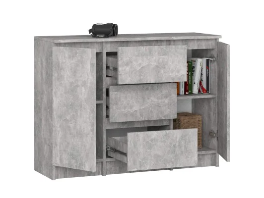 Zobacz KOMODA K100 2D 3SZ PK BETON KOMODA K100 2D 3SZ PK BETON