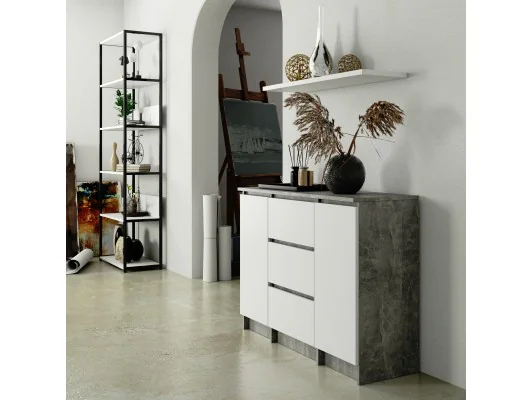 KOMODA K100 2D 3SZ PK BETON / BIAŁY