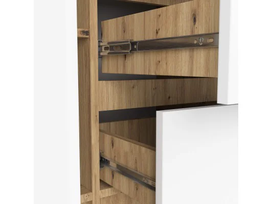 KOMODA K100 2D 3SZ PK DĄB ARTISAN / BIAŁY