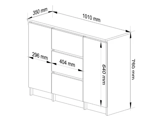 KOMODA K100 2D 3SZ PK DĄB SONOMA