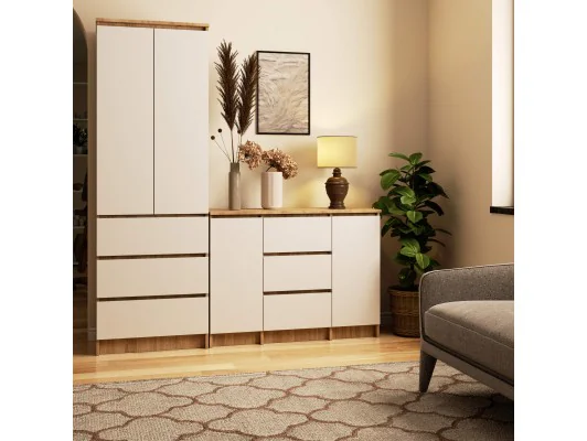 KOMODA K100 2D 3SZ PK DĄB SONOMA / BIAŁY