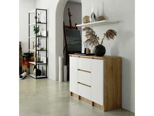 KOMODA K100 2D 3SZ PK DĄB SONOMA / BIAŁY