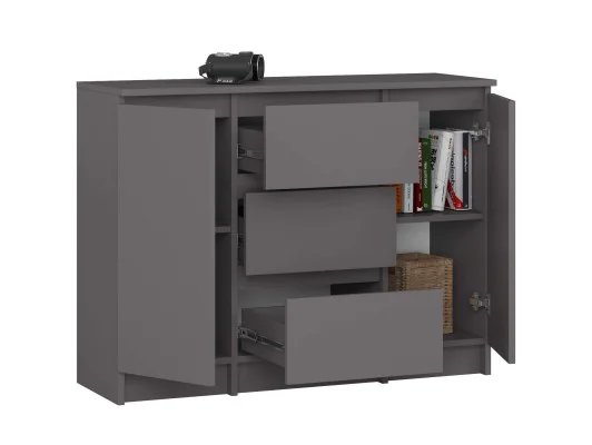 Zobacz KOMODA K100 2D 3SZ PK GRAFIT SZARY KOMODA K100 2D 3SZ PK GRAFIT SZARY