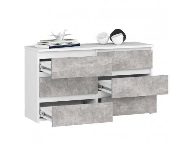 KOMODA CL100 6SZ PK BIAŁA / BETON