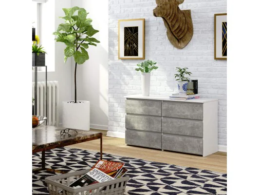 KOMODA CL100 6SZ PK BIAŁA / BETON