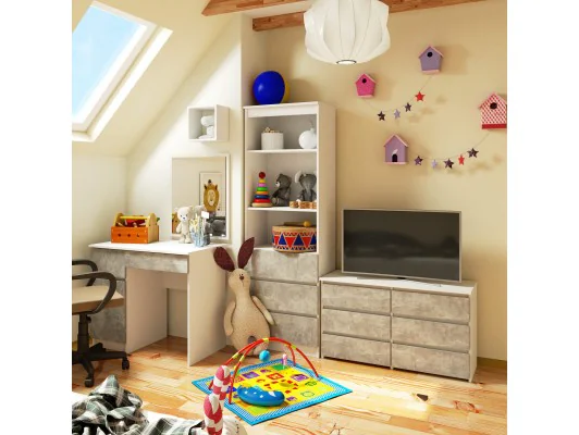 KOMODA CL100 6SZ PK BIAŁA / BETON