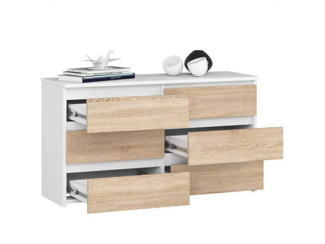 KOMODA CL100 6SZ PK BIAŁA / DĄB SONOMA