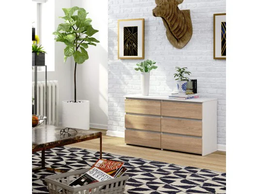 KOMODA CL100 6SZ PK BIAŁA / DĄB SONOMA