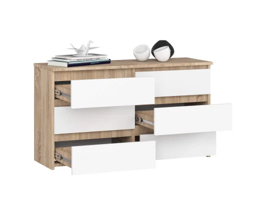 Zobacz KOMODA CL100 6SZ PK DĄB SONOMA / BIAŁA KOMODA CL100 6SZ PK DĄB SONOMA / BIAŁA