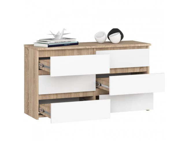 KOMODA CL100 6SZ PK DĄB SONOMA / BIAŁA
