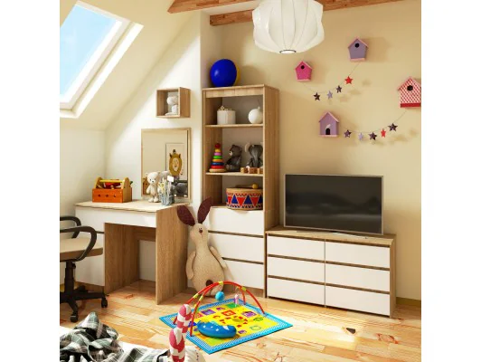 KOMODA CL100 6SZ PK DĄB SONOMA / BIAŁA