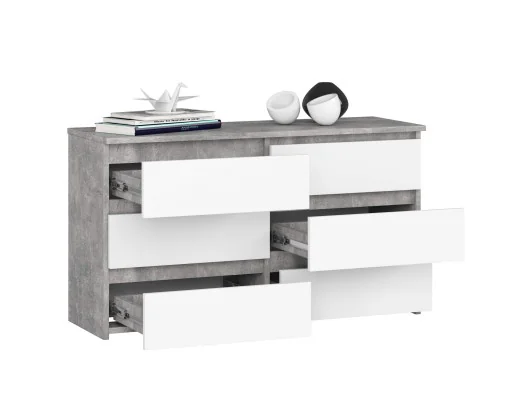 KOMODA CL100 6SZ PK BETON / BIAŁA