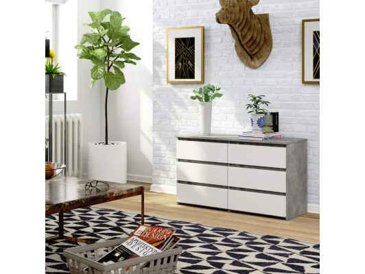 KOMODA CL100 6SZ PK BETON / BIAŁA