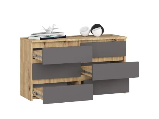 Zobacz KOMODA CL100 6SZ PK DĄB ARTISAN / SZARA KOMODA CL100 6SZ PK DĄB ARTISAN / SZARA