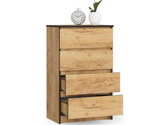 Komoda do salonu K 60 cm 4 szuflady - dąb craft