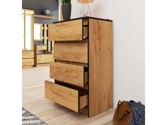 Komoda do salonu K 60 cm 4 szuflady - dąb craft