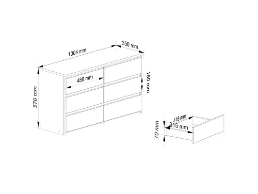 KOMODA CL100 6SZ PK DĄB SONOMA