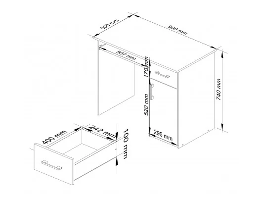 BIURKO PIN WENGE / BIAŁE