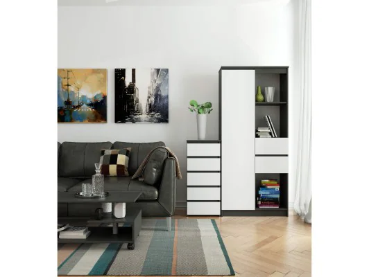 KOMODA CL5 GRAFIT SZARY / BIAŁA